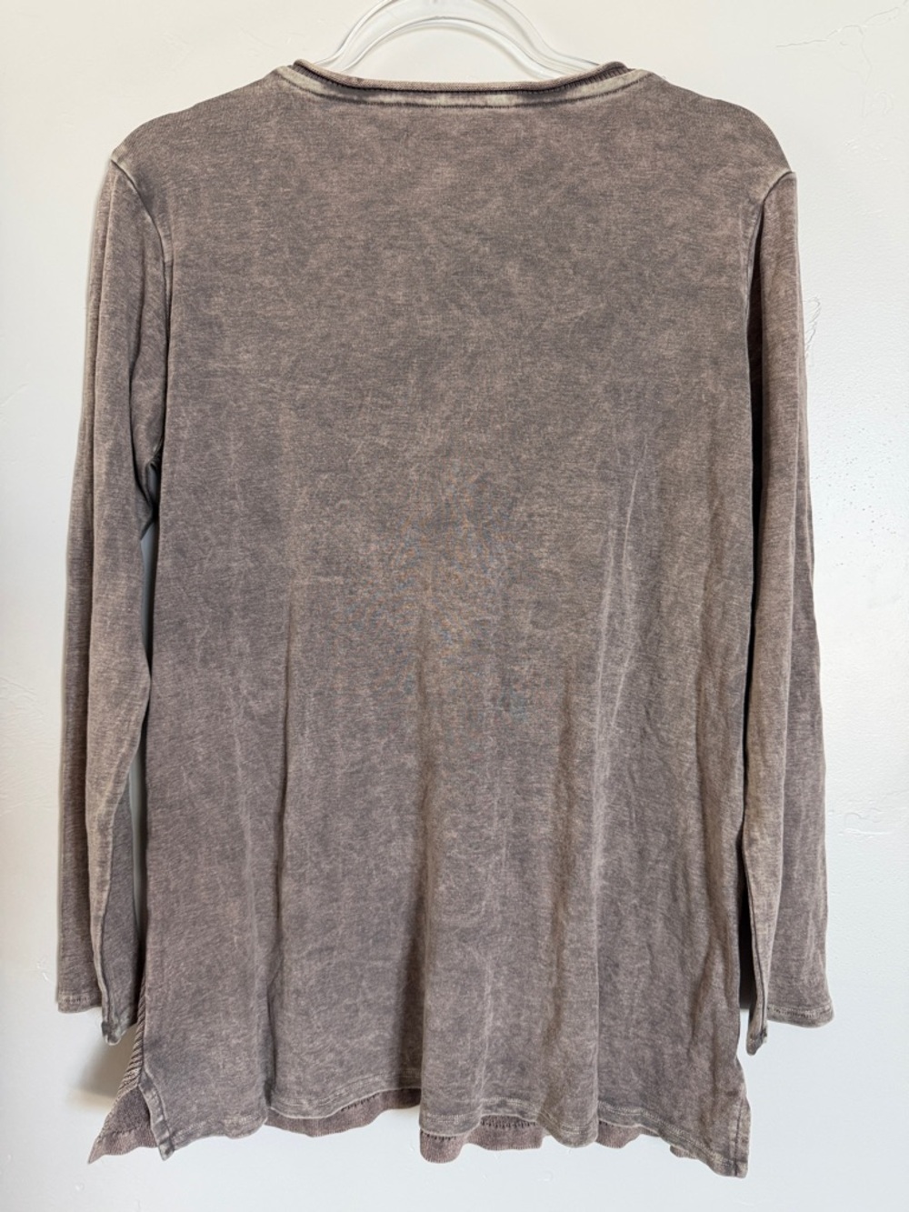 M. Rena Washed Taupe Ribbed Long Sleeve Tee - Picture 6 of 6